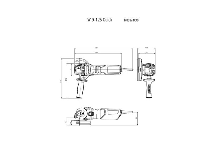 Шлифмашина угловая Metabo W 9-125 QUICK 125мм 900Вт 10500об·мин 2.1кг