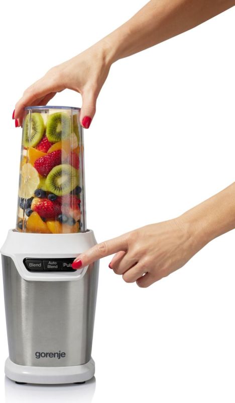 Блендер Gorenje стаціонарний 700Вт, чаша-750мл, подрібнювач, білий-нерж
