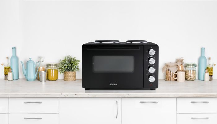 Мини печь Gorenje, 30л, 52x32х40.5см, 2 електрич. комф., чорный