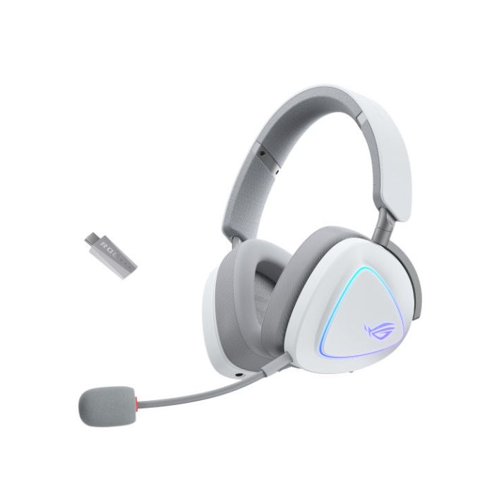 Гарнитура игровая ASUS ROG Delta II, 3.5мм/BT/WL, RGB, 2м, moonlight white