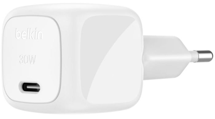Зарядний пристрій мережевий Belkin 30Вт USB-С PD PPS, кабель USB-С > USB-C, 1м, PVC, білий