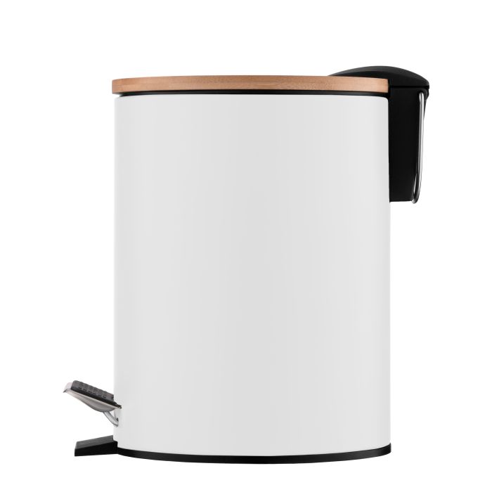 Відро для сміття Ardesto Minimalism з педаллю, 3л, метал, пластик, бамбук, білий