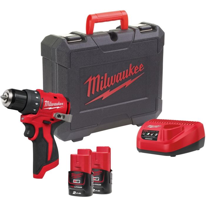Шуруповерт-дрель аккумуляторная Milwaukee M12 BLDDRC-202C 12В 2х2А·час 40Нм 0-550-1700об·мин ЗП C12C кейс 1.2кг