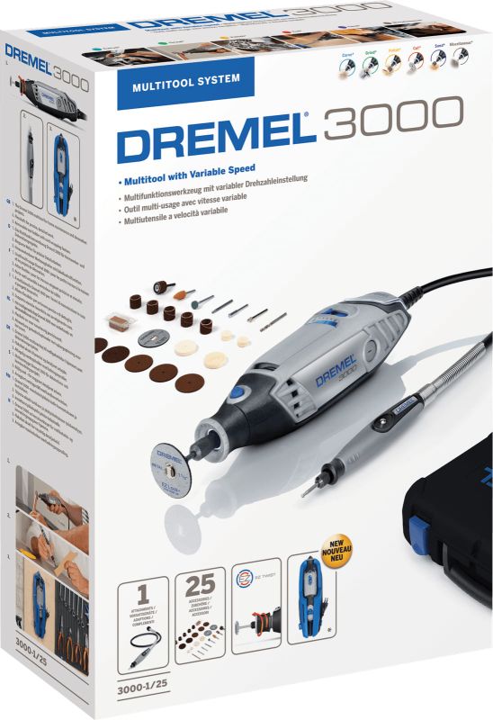 Шліфмашина шліфувально-гравірувальна Dremel 3000-1/25 130Вт 10000-33000об/хв 25 насадок кейс 0.55кг