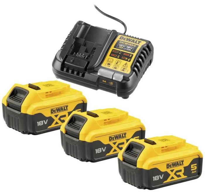 Набор аккумуляторов и зарядных устройств DeWalt XR Li-Ion 10.8В/12В/18В/54В 18В акб 3х5А·час 4А 0.5кг