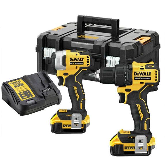 Набор из двух аккумуляторных инструментов DeWalt бесщеточная дрель-шуруповерт DCD709 шуруповерт ударный DCF809 акб 2х4А·час ЗП кейс 6.5кг