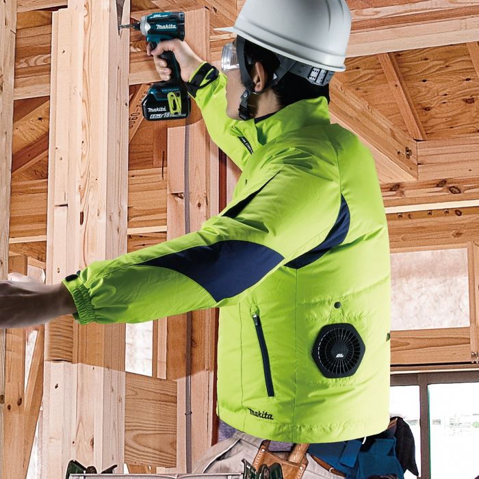 Куртка аккумуляторная Makita LXT/CXT, 10.8-18В, с вентиляцией, полиэстер, размет M, зеленый, 0.43кг