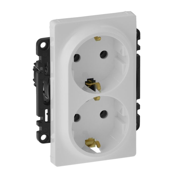 Розетка зі шторками подвійна Schuko Legrand Valena LIFE, 16А, 250V, автоматичні клеми, білий