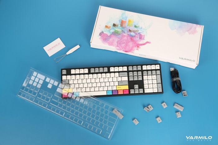 Клавіатура механічна Varmilo APT108 CMYK, C-TK Brown, WL/USB-A, ENG/UKR, White Led
