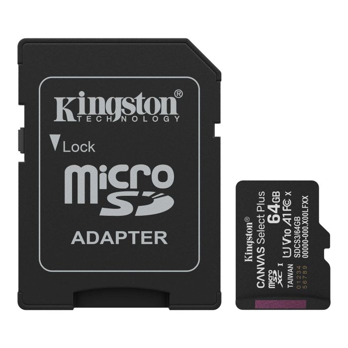Карта памяти Kingston microSD   64GB C10 UHS-I A1 V10 R100MB/s + SD