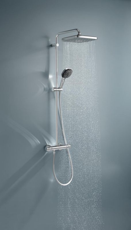Душевая система Grohe Vitalio Start System 250 со смесителем-термостатом для душа, верхний душ, лейка, крепл. - на стойке, хром