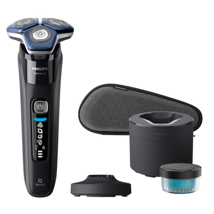 Бритва електр. Philips Series 7000 SkinIQ роторная,  бритв.головок-4, Li-Ion, сух.+влажн., индикат. заряда, триммер, чехол, черный
