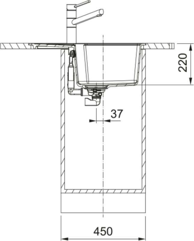 Мийка кухонна Franke Urban, фраграніт, прямокутник, з крилом, 620х500х220мм, чаша - 1, врізна, оборотна, UBG 611-62, чорний матовий