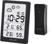 Метеостанция Sencor, внутр/наруж измерение,  AAAx2+AAx2, темп-ра, влажность, время, чёрный