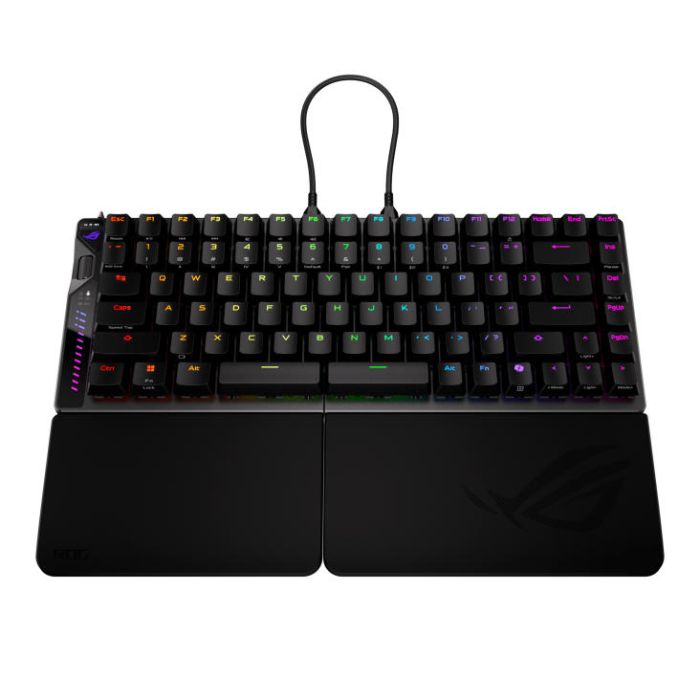 Клавиатура механическая ASUS ROG Falcata split, 83key, Magnetic Switch, USB-A/WL/BT, EN, RGB, чёрный