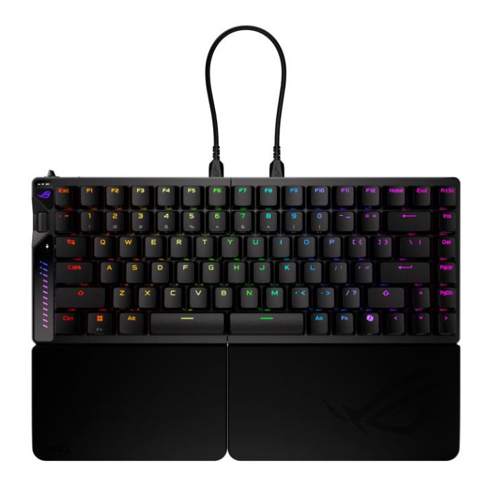 Клавиатура механическая ASUS ROG Falcata split, 83key, Magnetic Switch, USB-A/WL/BT, EN, RGB, чёрный