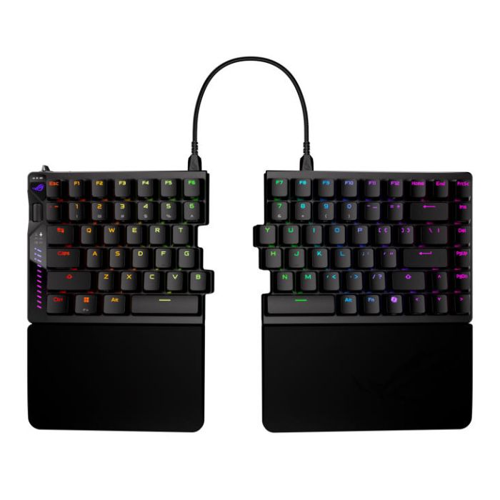 Клавиатура механическая ASUS ROG Falcata split, 83key, Magnetic Switch, USB-A/WL/BT, EN, RGB, чёрный