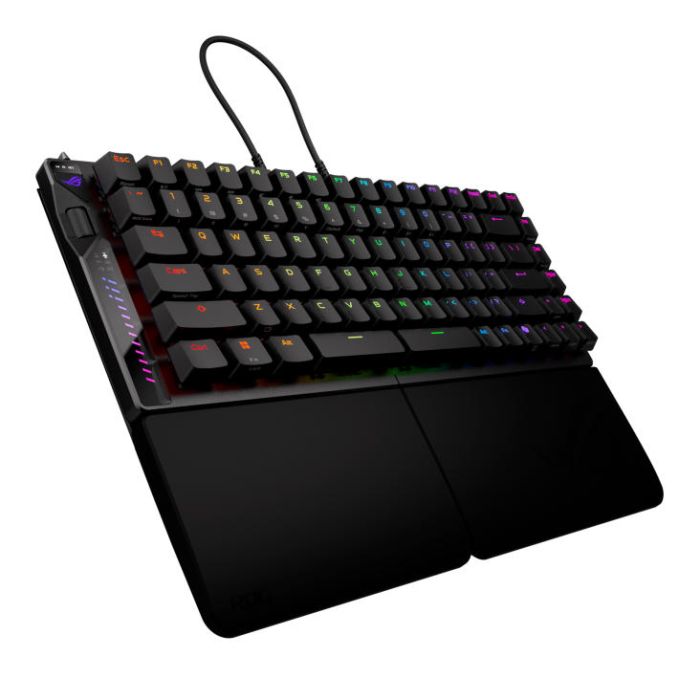 Клавиатура механическая ASUS ROG Falcata split, 83key, Magnetic Switch, USB-A/WL/BT, EN, RGB, чёрный