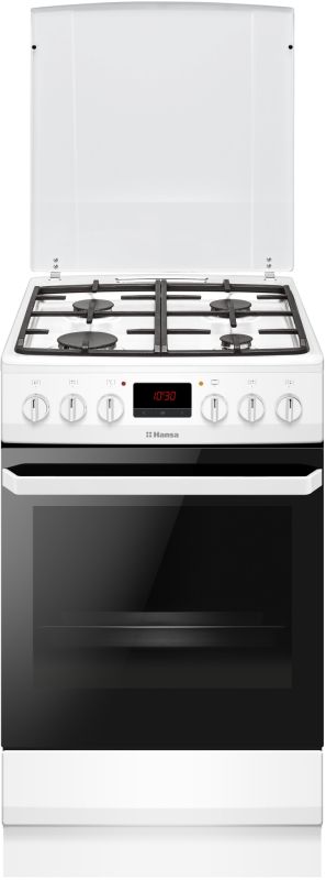 Плита Hansa комбінована, 50х60см, 62л, чавун, газ контр., дисплей, білий