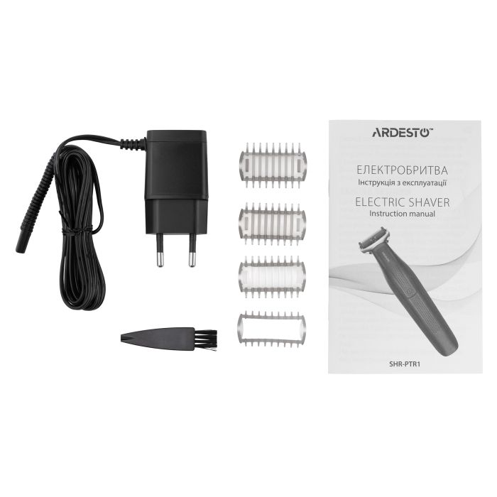 Бритва електр. Ardesto One blade, Li-Ion, сух.+влажн., триммер, 3 насадки, сталь, черный