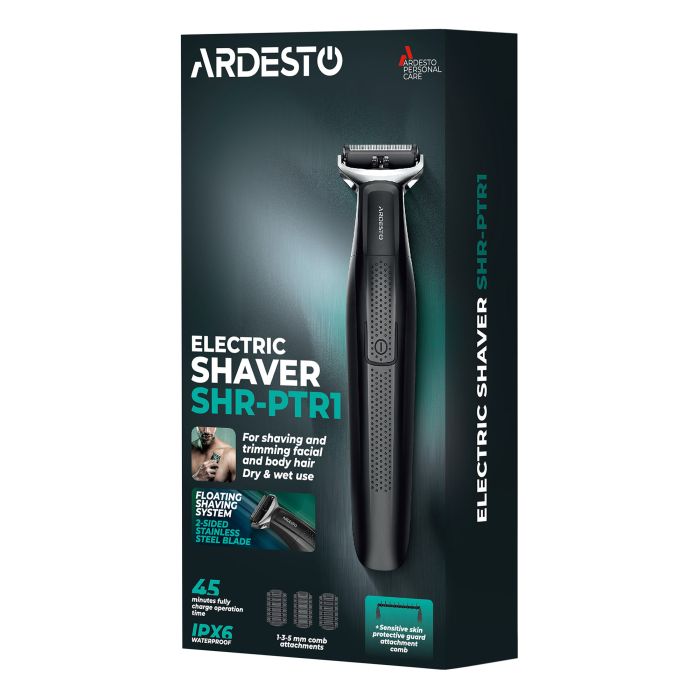 Бритва електр. Ardesto One blade, Li-Ion, сух.+влажн., триммер, 3 насадки, сталь, черный