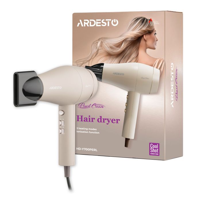Фен Ardesto Pearl Cream , 1800-2000Вт, 2 швидкості, 3 темп.режими, бежевий ARDESTO HD-Y700PERL