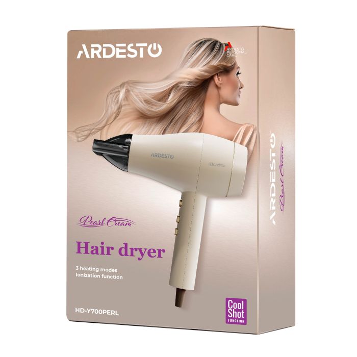 Фен Ardesto Pearl Cream , 1800-2000Вт, 2 швидкості, 3 темп.режими, бежевий ARDESTO HD-Y700PERL