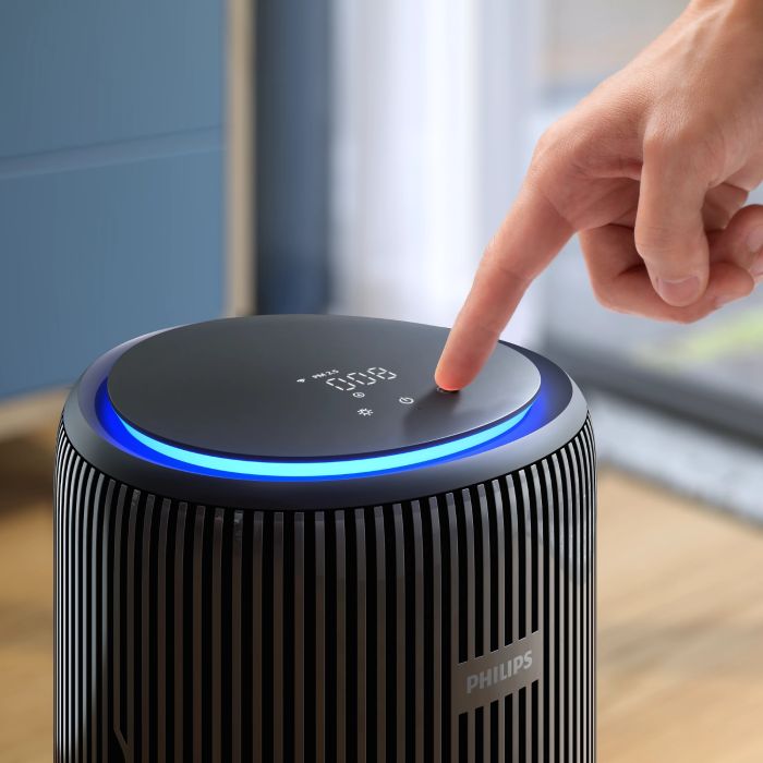 Очисник повітря Philips 2 в 1 PureProtect Water Series 3400, 78м2, 300м3/год, Nano, НЕРА,попередн.,угольний фільтр, Wi-Fi, датчик якості, температ,вологості, темно-сірий