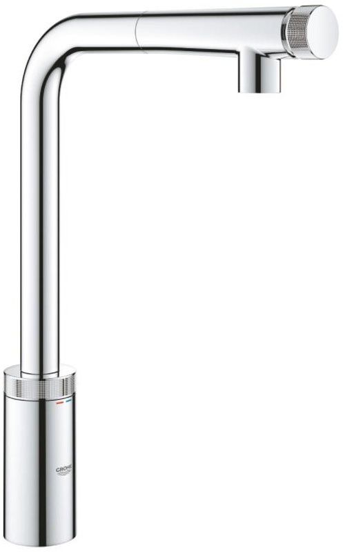 Смеситель для кухни Grohe Vento Smart Control, длина излива - 199мм, поворотный/вытяжной, вентиль/кнопка, хром