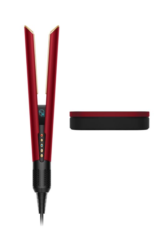 Випрямитель Dyson с влажного на сухое HТ01 Airstrait Red Velvet/Gold, темп.режимов-3, 80-140С, OLED-дисплей, металл, красный