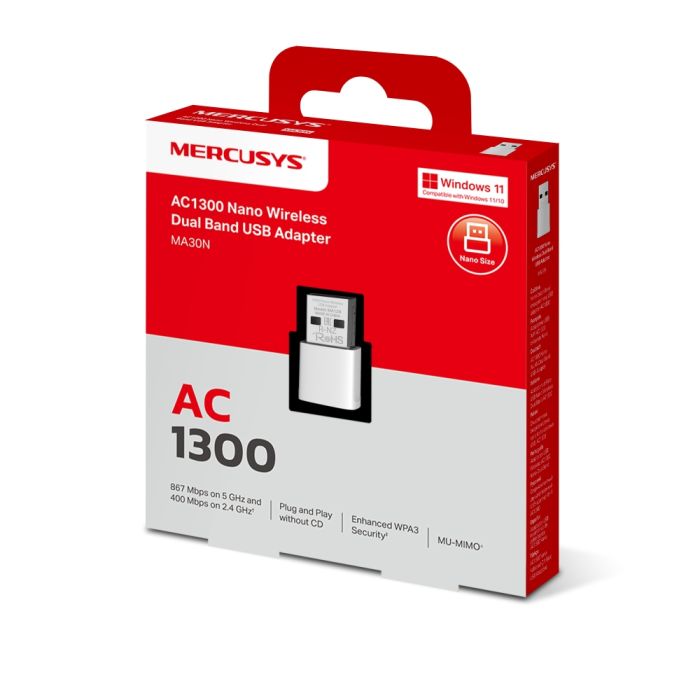 WiFi-адаптер MERCUSYS  AC1300, USB Mercusys MA30N