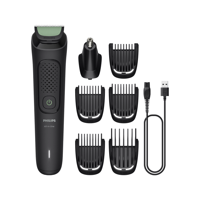 Триммер універсальний Philips All-in-One Trimmer 3000 Series для лица, головы, носа, акум., насадок-7, сталь, черный