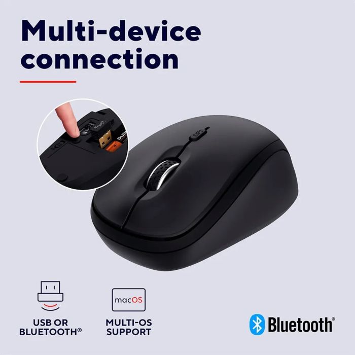 Мышь Trust Yvi+ Compact Multi-Device, WL/BT/USB-A, черный