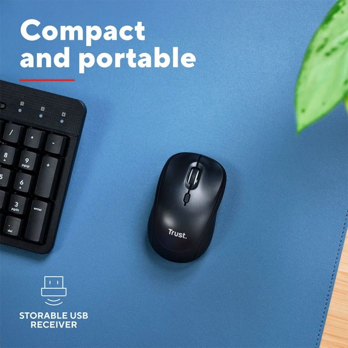 Мышь Trust Yvi+ Compact Multi-Device, WL/BT/USB-A, черный