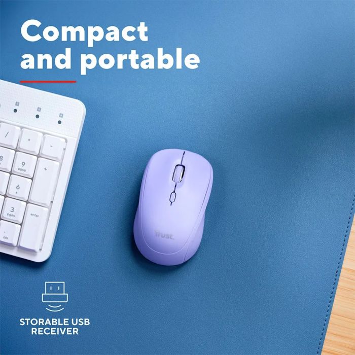 Миша Trust Yvi+ Compact Multi-Device, WL/BT/USB-A, фіолетовий
