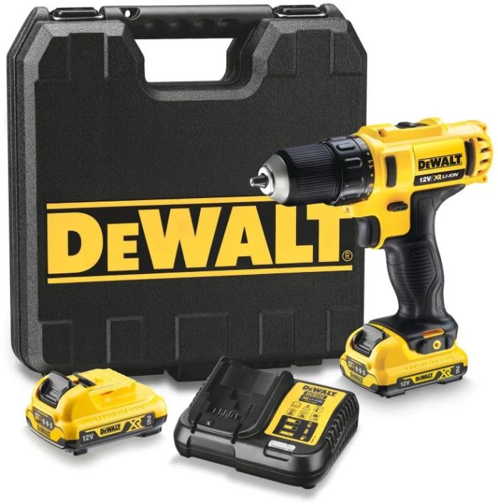 Дрель-шуруповерт DeWalt XR Li-Ion 12В акб 2х2А·час 24Нм 400-1500об·мин патрон 10мм ЗП кейс 1.1кг