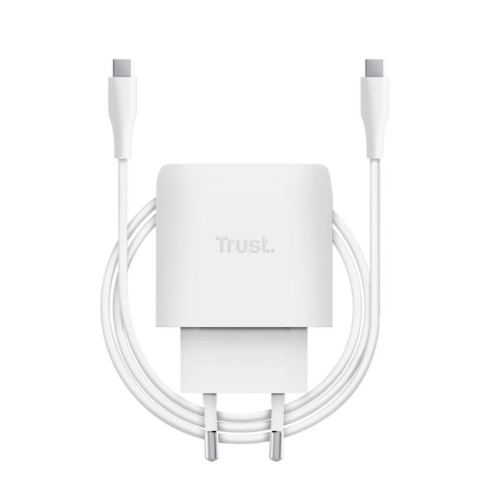 Зарядний пристрій мережевий Trust Maxo 45Вт, GaN, USB-C PD/PPS, білий