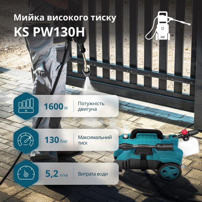 Мойка высокого давления Konner&Sohnen KS 1600Вт 90-130бар 312л/ч шланг 7м 6.1кг