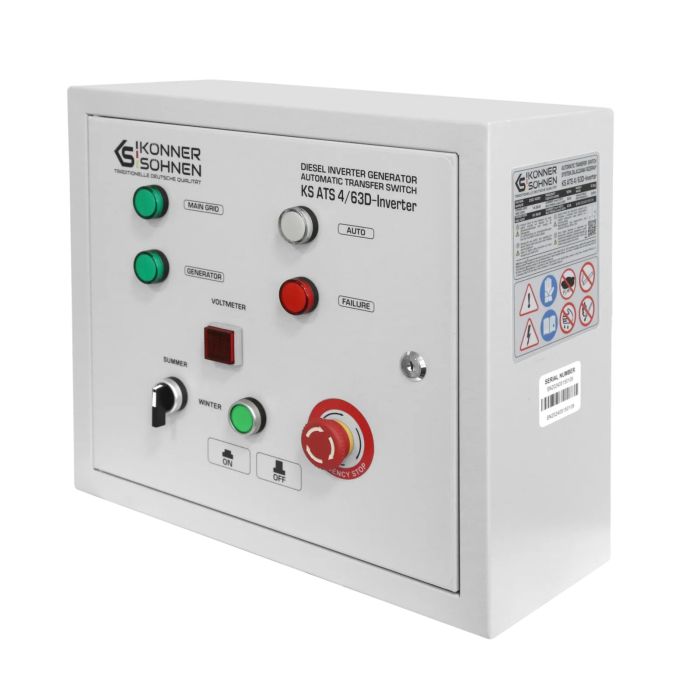 Блок автоматического ввода резерва Konner&Sohnen KS ATS 4/63D-Inverter, 230/400В, 230В 14,5кВт, 63А, 400В 41,5кВт, IP21, 9,3кг