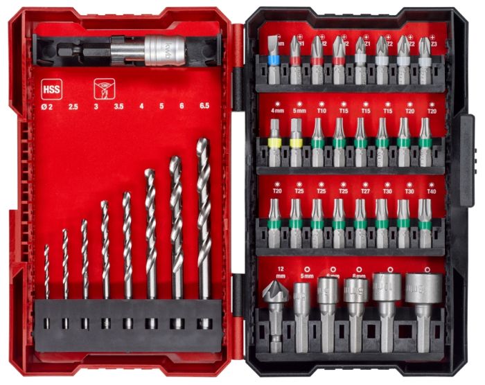 Набор бит и сверл по металлу HSS Einhell 39шт L-Box KWB 0.43кг