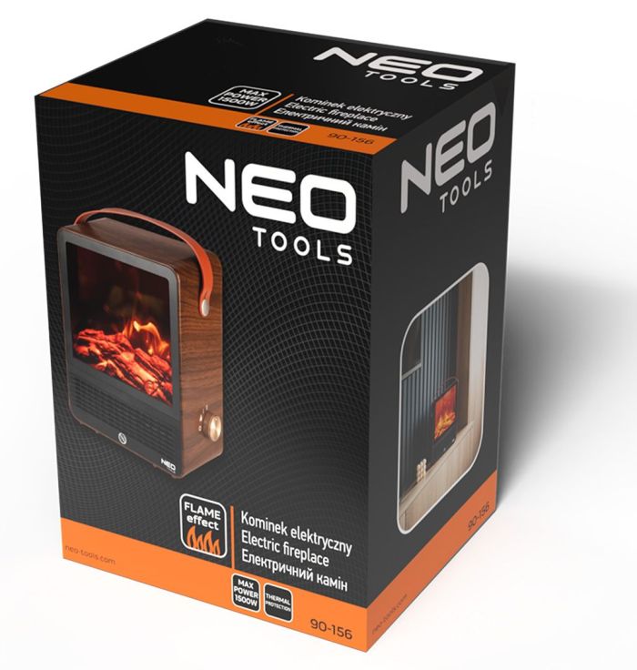 Камин электрический, декоративный Neo Tools, 850/1500Вт, регулятор, 25х14.4х30.4см, дерево