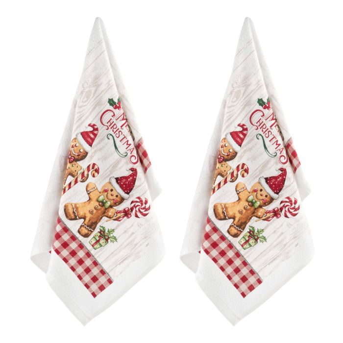 Подарочный набор полотенечек в коробке Ardesto Christmas Gingerbread 38х63см, 2шт, 100% хлопок, красный