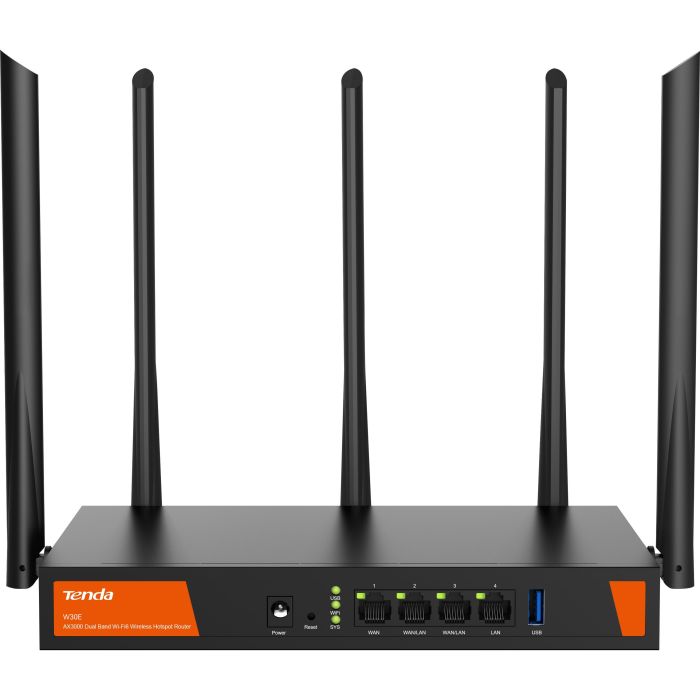 Маршрутизатор TENDA  Hotspot AX3000 4xGE (1xGE WAN, 2xGE LAN/WAN, 1xGE LAN) Tenda W30E