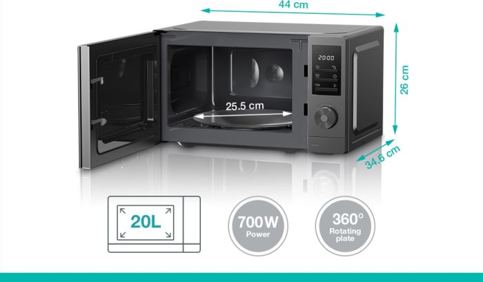 Микроволновая печь Gorenje, 20л, электр. управл., 700Вт, дисплей, нерж