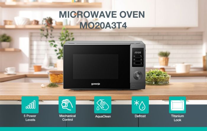 Микроволновая печь Gorenje, 20л, электр. управл., 700Вт, дисплей, нерж