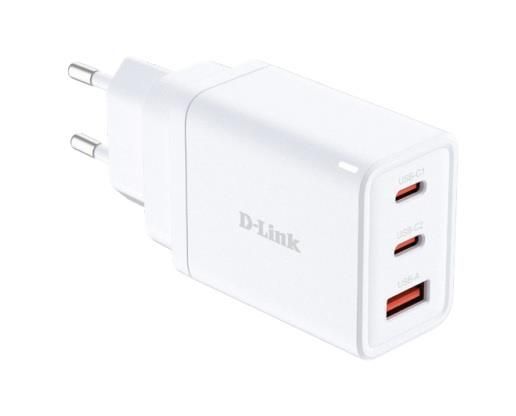 Зарядний пристрій мережевий   65Вт GaN 2хUSB-С, 1xUSB-A, білий D-Link DCP-651
