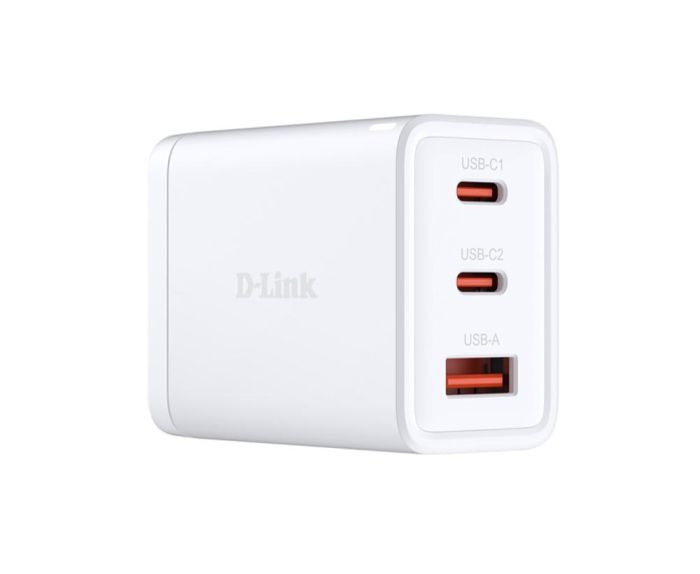 Зарядний пристрій мережевий   65Вт GaN 2хUSB-С, 1xUSB-A, білий D-Link DCP-651