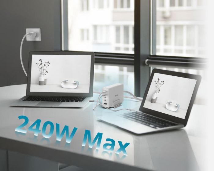 Зарядний пристрій мережевий   240Вт GaN 4хUSB-С, 1xUSB-A, білий D-Link DCF-241