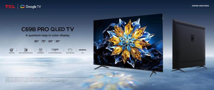 Телевизор 55" TCL QLED Pro 4K 60Hz Smart Google TV Black ONKYO sound