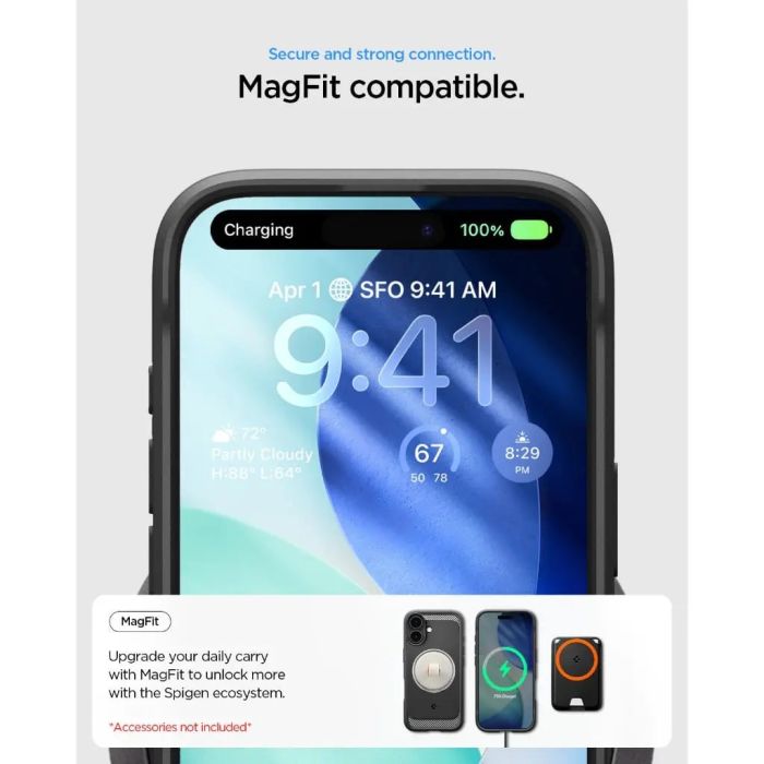 Чехол Spigen для iPhone 17, Rugged Armor MagFit, Matte Black